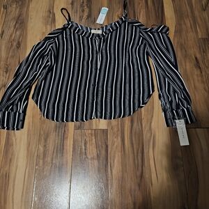 Sophie Rue Yasenia cold shoulder blouse black and white Medium  New